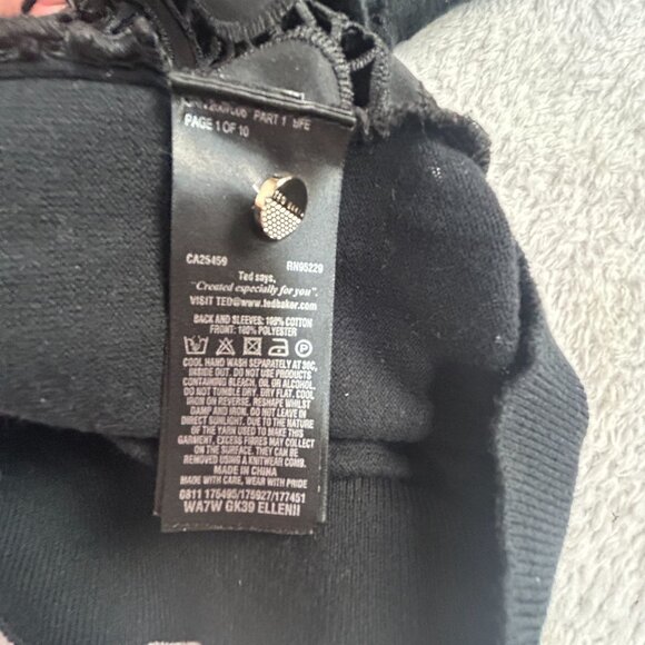 Ted Baker Womens Black Eyelet Cardigan Sweater Size 2 Button Front Lightweight - Picture 4 of 10